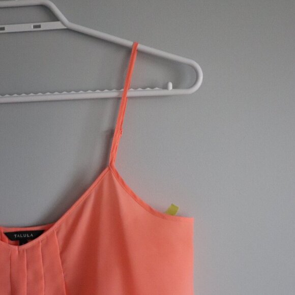 Talula Aritzia Women's Sz S Orange Pleated Sleeveless Flowy Tank Top Blouse Top - Picture 4 of 10
